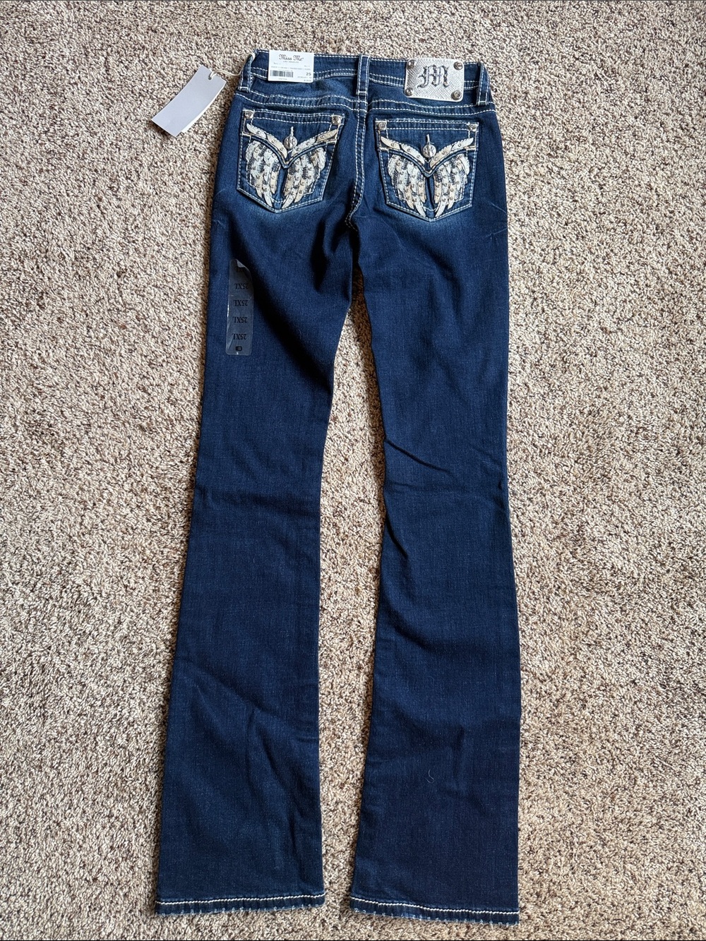 Miss Me Dark Blue Flared Jeans with Contrast Stitching